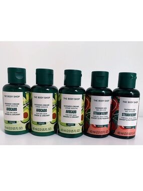The Body Shop Shower Cream And Gel  - 2 oz Travel Lot Avocado And Strawberry